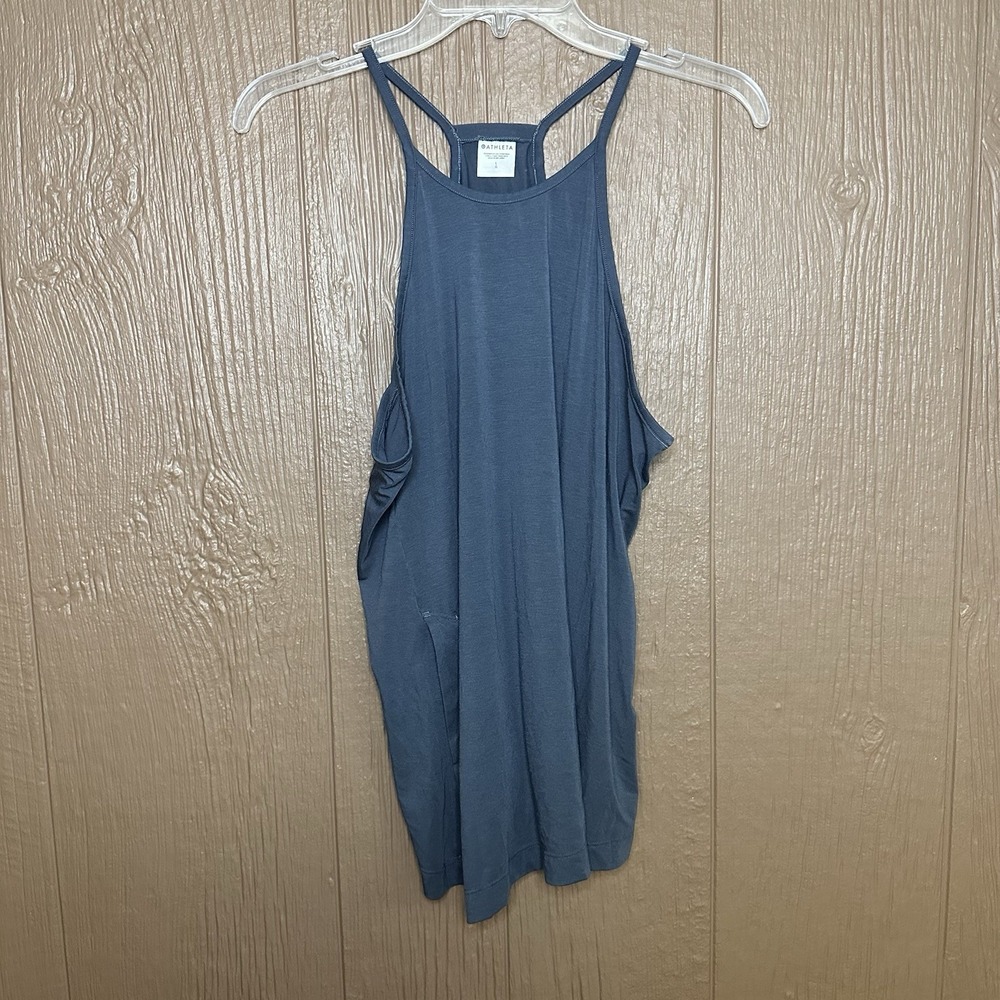 Athleta Explore Racer Back‎ Tank Top Open Slit Grey Size Large Athletic Yoga
